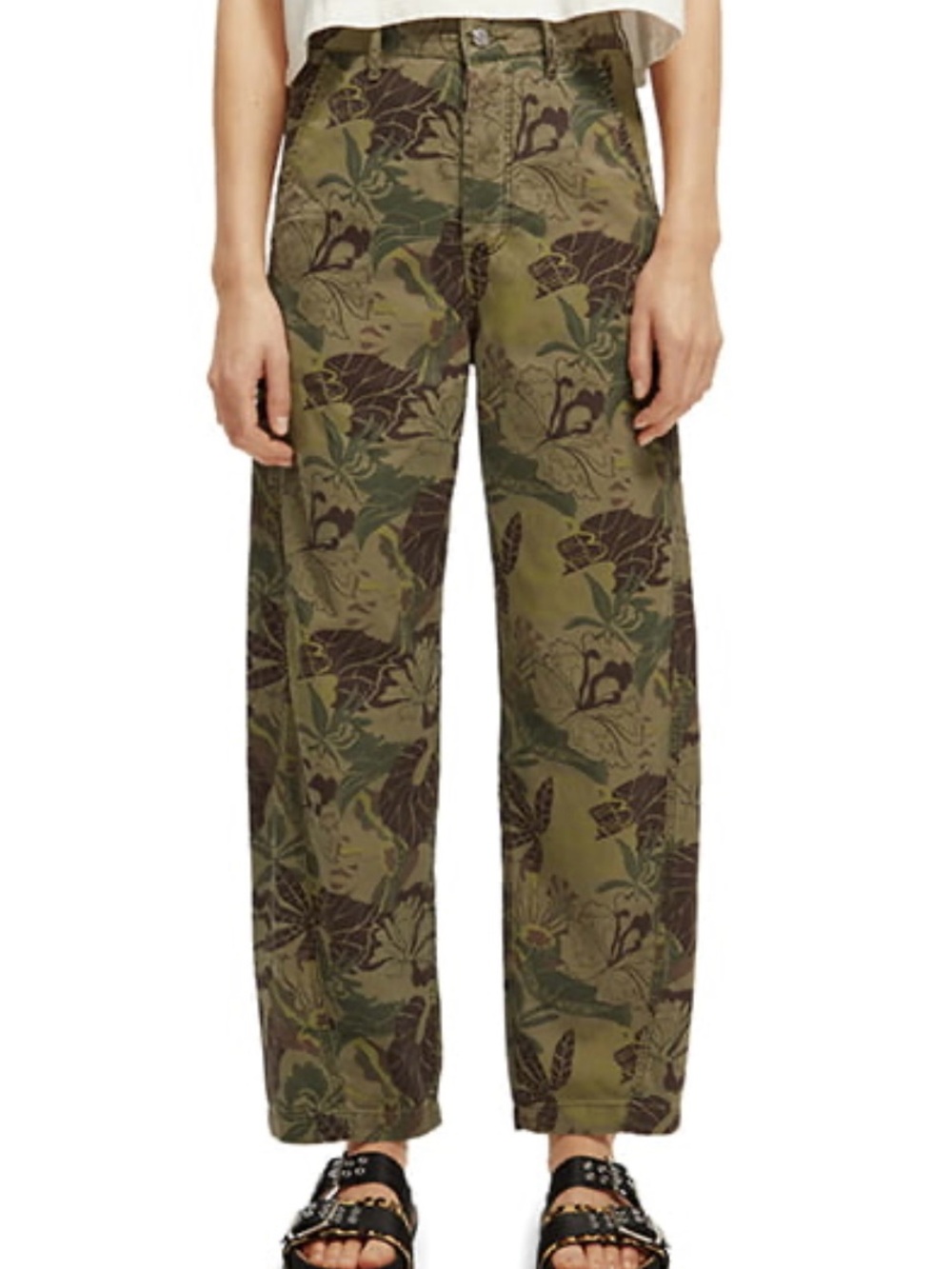 Scotch & Soda The Pip Organic Cotton Wide Leg Utility Chinos Floral Camo 24